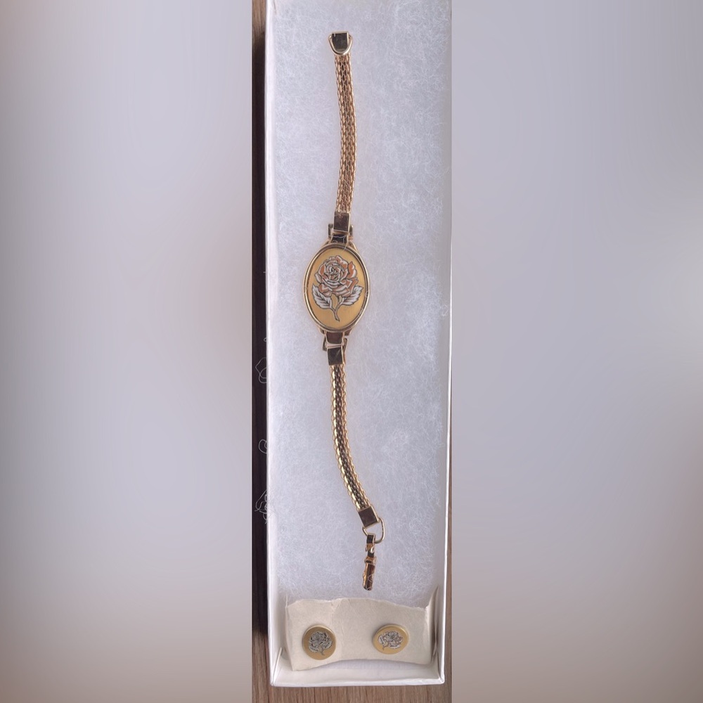 Vintage Reed & Barton Damascene bracelet and earrings gold plated